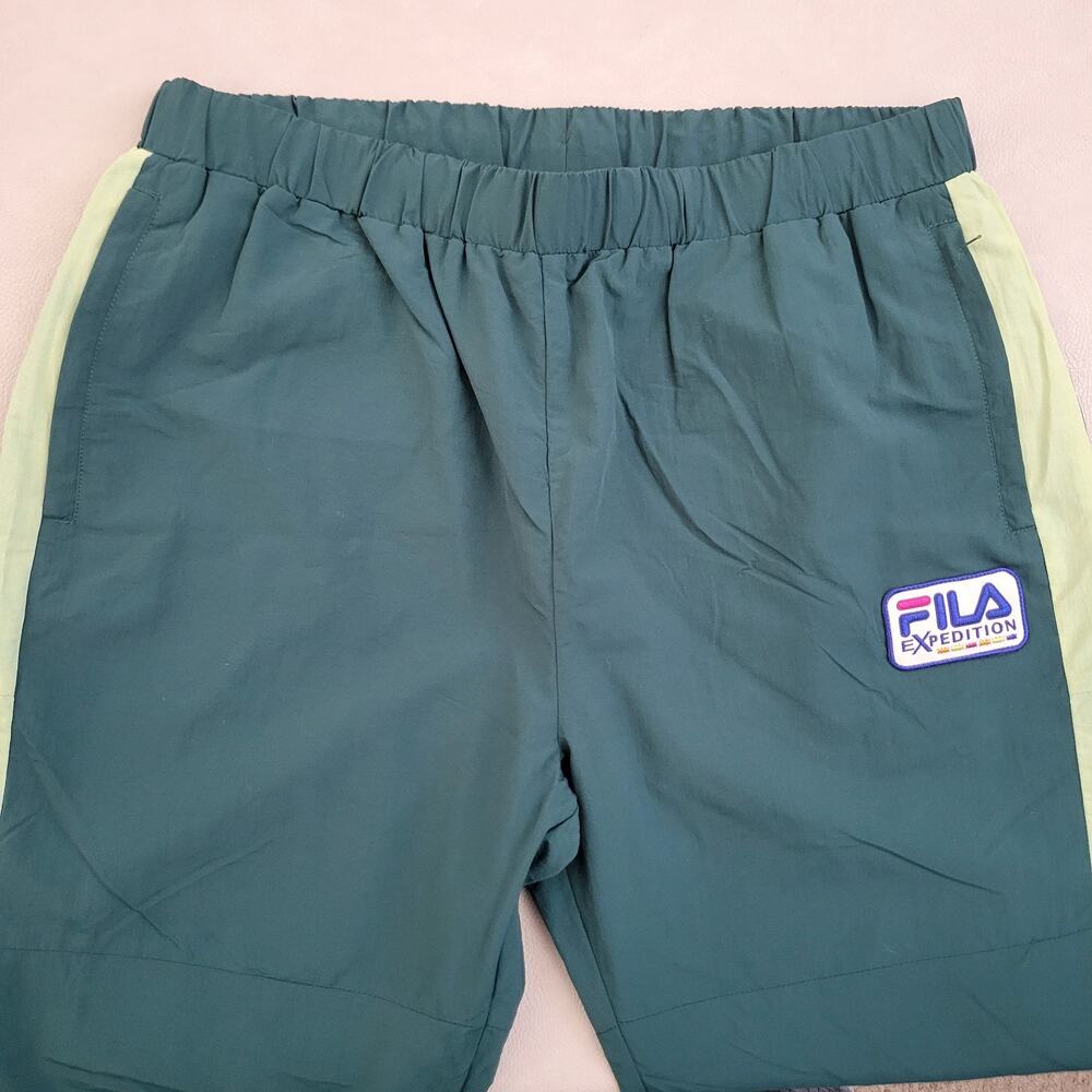 Vintage Fila Track Pants Mens L Teal Expedition Nylon Joggers Retro - Picture 8 of 12